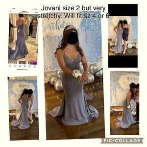 Jovani dress.Gray and sparkly.Like new!! Worn once and cleaned.Stretchy material